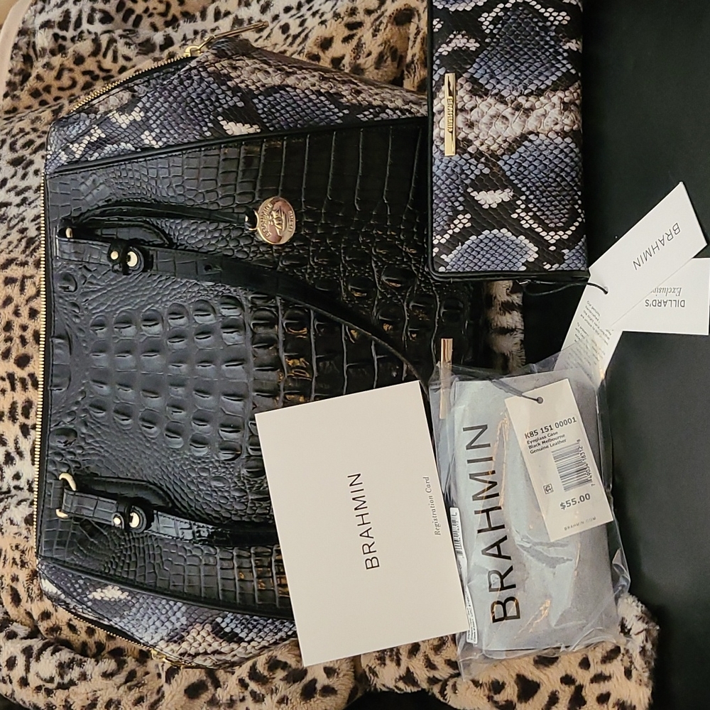 Brahmin bag with matching wallet andy and matching eye glass case.